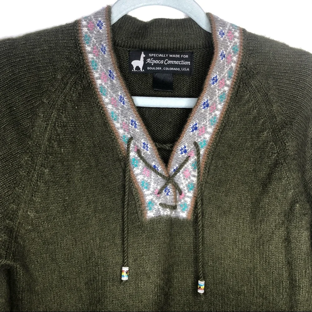 ALPACA CONNECTION green sweater Boulder, CO size M - Picture 4 of 4